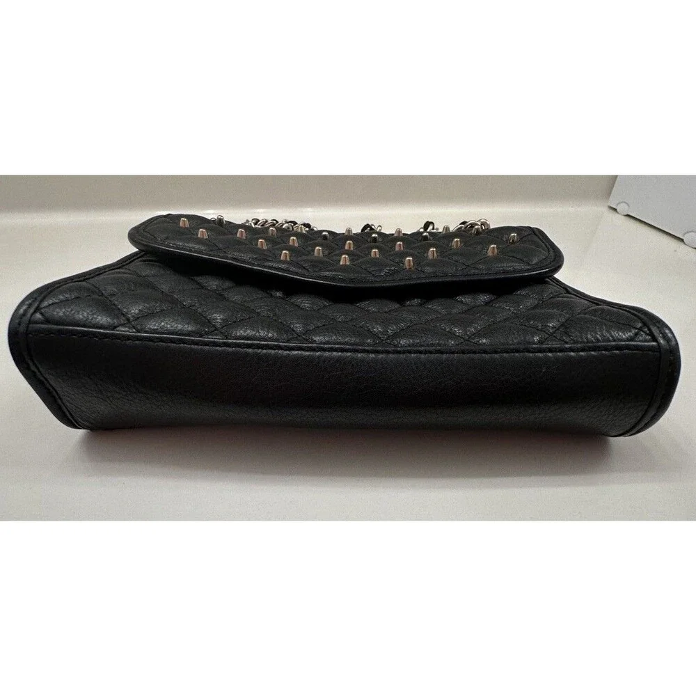 Rebecca Minkoff Womens Black Mini Affair Quilted Studded Leather Gold Chain Bag - Picture 12 of 12